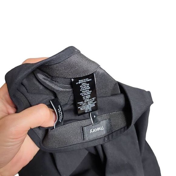 Theory professionals thankel approach twill stretch pull on pants black size 4 - Picture 2 of 4